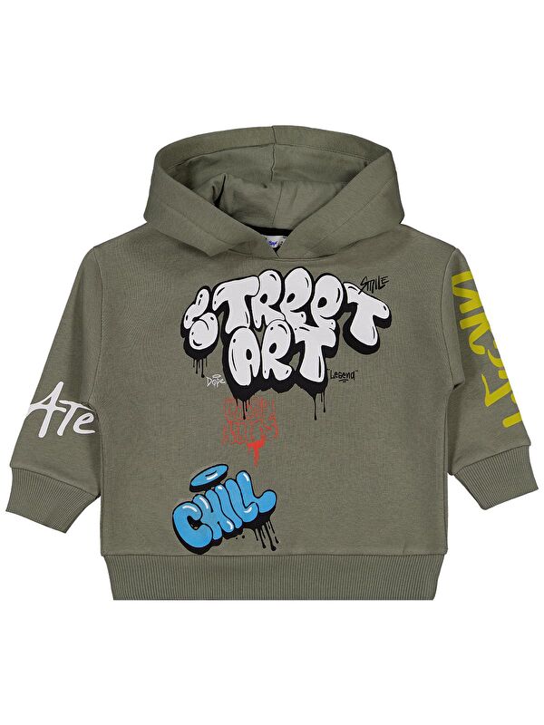 Civil Boys Street Art Baskılı 2-5 Yaş Sweatshirt - Haki 2-3 Yaş