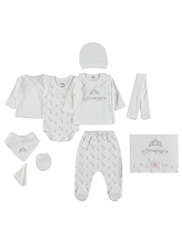 Civil Baby Princess Baskılı 10 lu Zıbın Setleri - Pudra