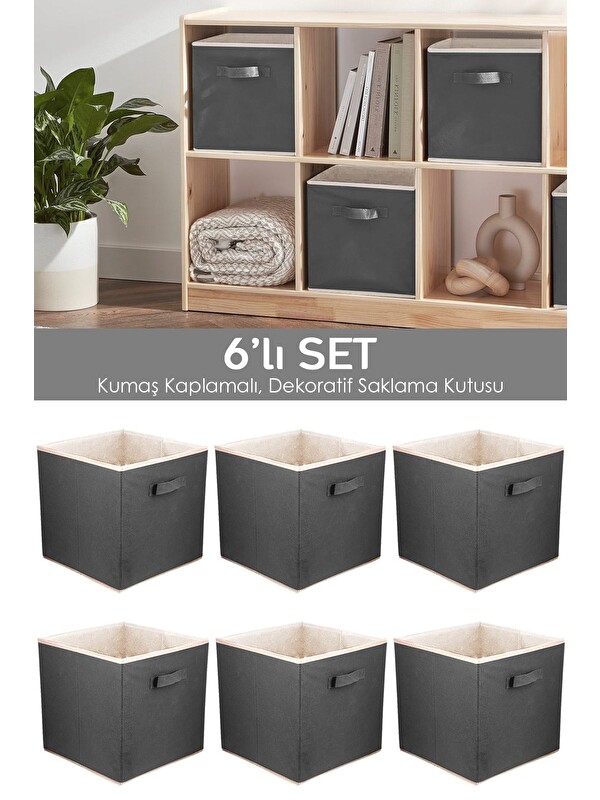 Meleni Home 6'lı 6 lı Dolap Içi Düzenleyici Çamaşır Oyuncak Saklama Kutusu Sepet 33x30x30 cm
