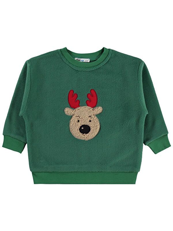 Civil Boys Geyik Nakışlı 2-5 Yaş Sweatshirt - Yeşil 4-5 Yaş