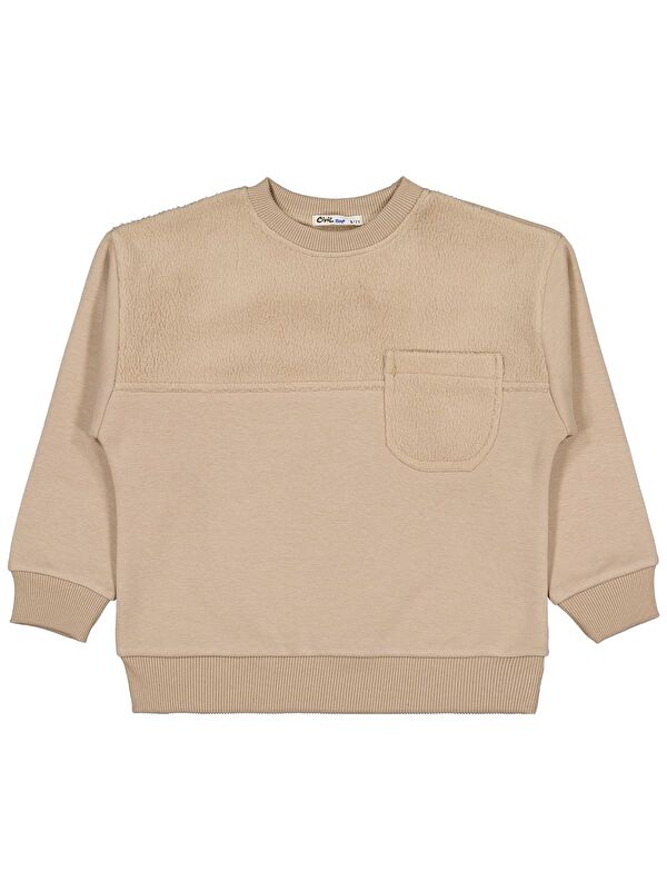 Civil Boys Pelüş Garnili 6-9 Yaş Sweatshirt - Kahverengi 8-9 Yaş