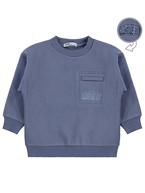 Civil Boys Hnadsome Baskılı 2-5 Yaş Sweatshirt - Mavi 5-6 Yaş