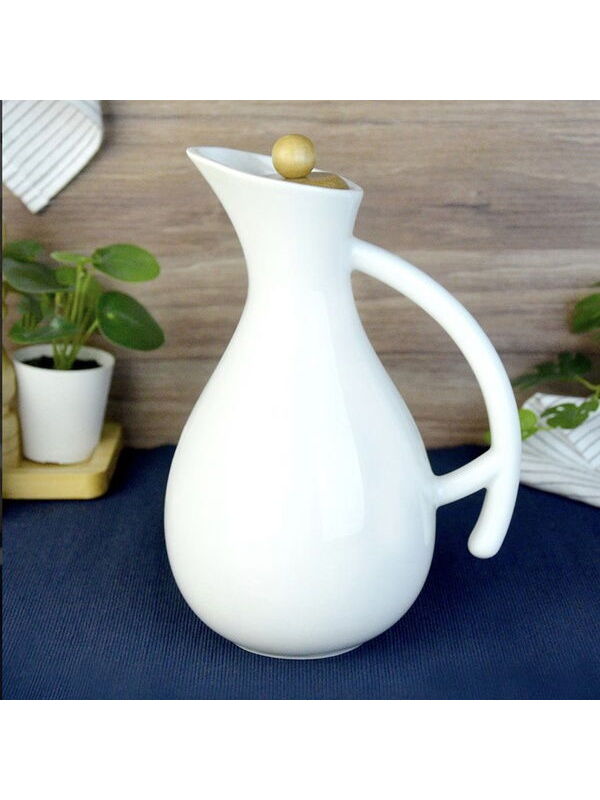 Paçi Fiona Bambu Kapaklı Porselen Yağlık - Beyaz - 1 lt