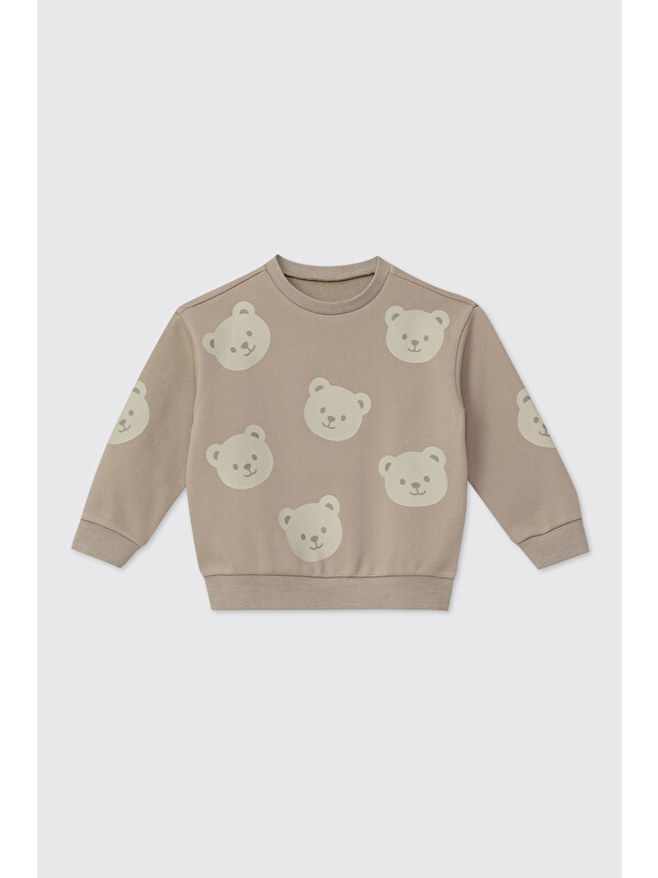 Panço Erkek Bebek Bisiklet Yaka Bej Sweatshirt