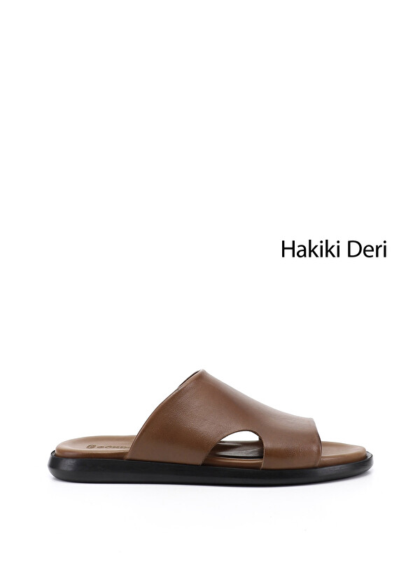 GÖNDERİ(R) Erkek KAHVERENGİ Hakiki Deri Terlik