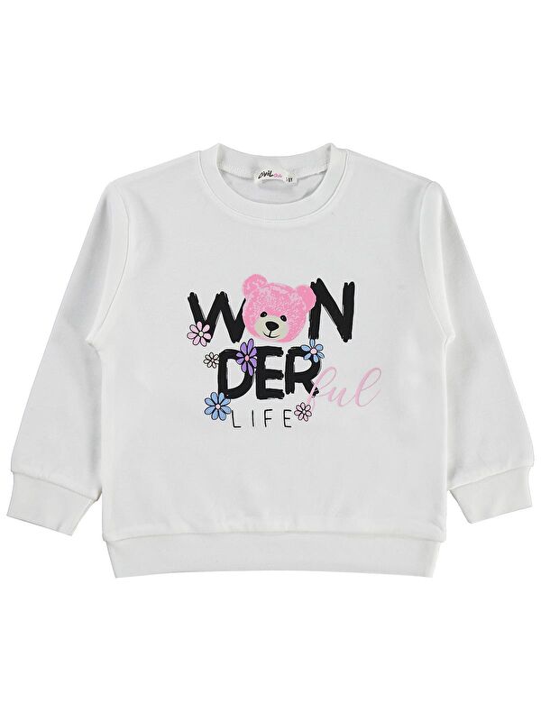 Civil Girls Wonderful Life Baskılı 2-5 Yaş Sweatshirt - Ekru 5-6 Yaş