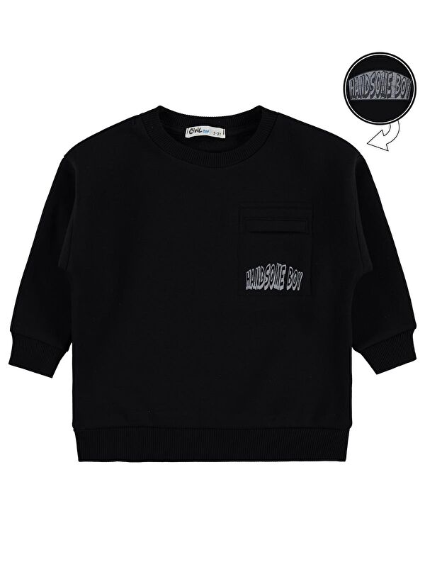 Civil Boys Hnadsome Baskılı 2-5 Yaş Sweatshirt - Siyah 3-4 Yaş