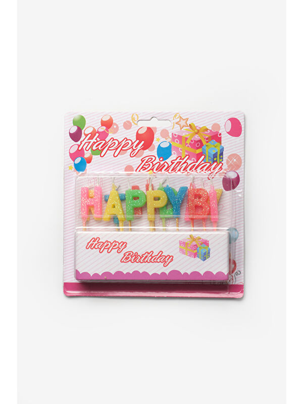 Le Mabelle Çok Renkli  Simli Happy Birthday Harf Parti Mumu