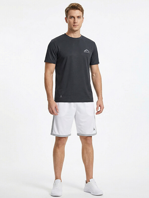ORENDAHİLL ORENDAHILL Erkek Spor Şort Hızlı Kuruyan Esnek Regular Fit Gym Cepli Yan Çizgi Detaylı Activewear