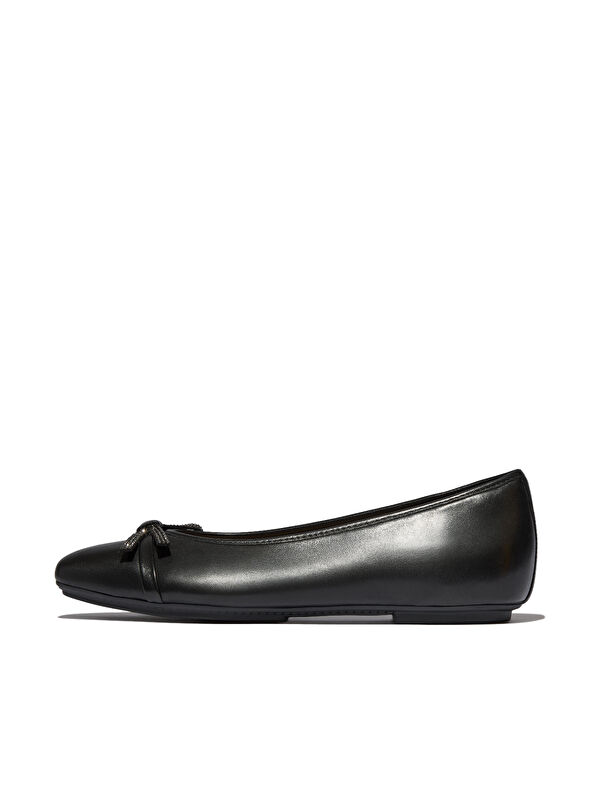 Fitflop Kadın Babet E3E-001 DELICATO GLITZ-BOW LEATHER BALLET Black