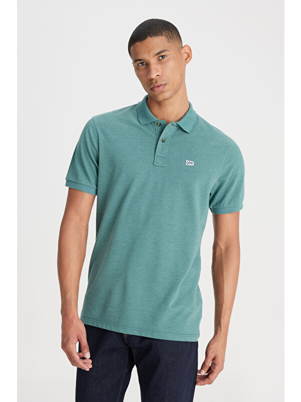 Lee Regular Fit Polo Yaka Yeşil Tişört