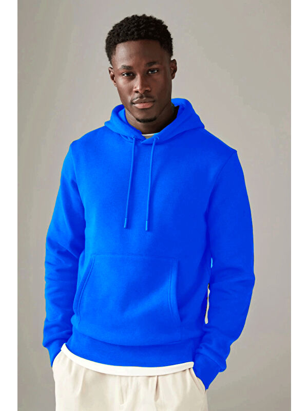 Süperlife Kapüşonlu Standart Kalıp İçi Polarlı 3 İplik Kalın Erkek Hoodie spr25sw55