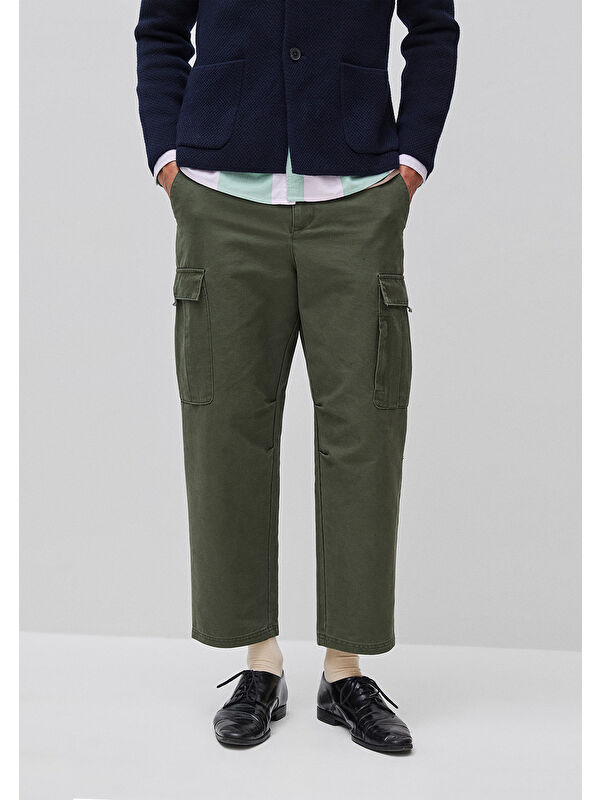 United Colors Of Benetton Erkek Yeşil  %100 Pamuk Yan Cepli Kargo Pantolon