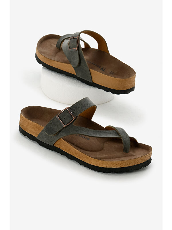 Tonny Black Siyah Tonny Black Rahat Kalip Kadın Poli Taban Çapraz Model Nubuk Parmak Arası Terlik