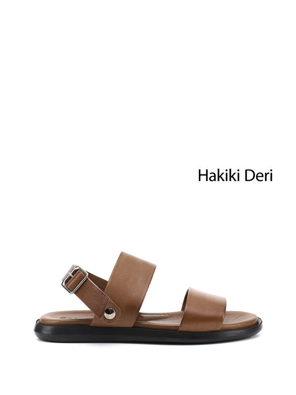 GÖNDERİ(R) Erkek KAHVERENGİ Tokalı Hakiki Deri Comfort Sandalet