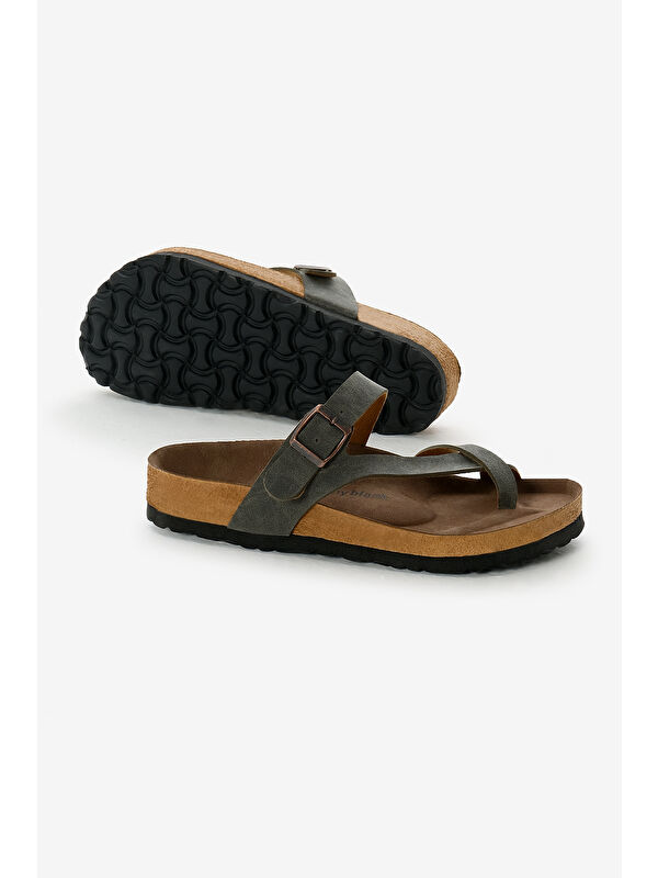 Tonny Black Siyah Tonny Black Rahat Kalip Kadın Poli Taban Çapraz Model Nubuk Parmak Arası Terlik