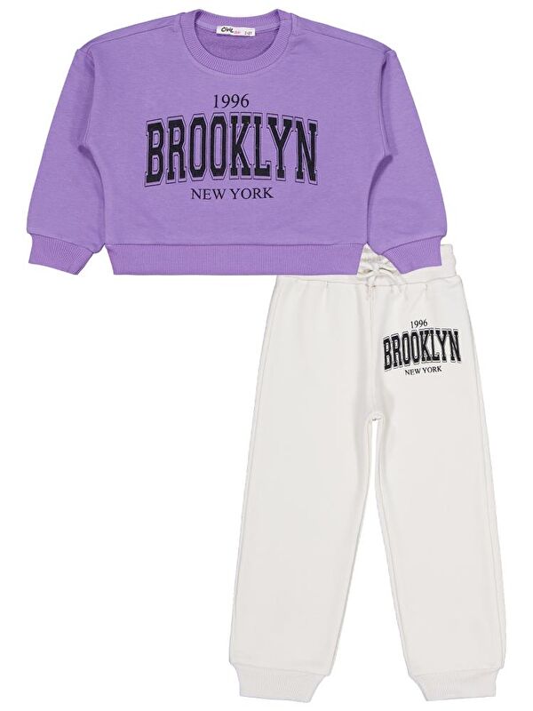 Civil Girls Brooklyn Baskılı 2-5 Yaş Eşofman Takımı - Lila 4-5 Yaş