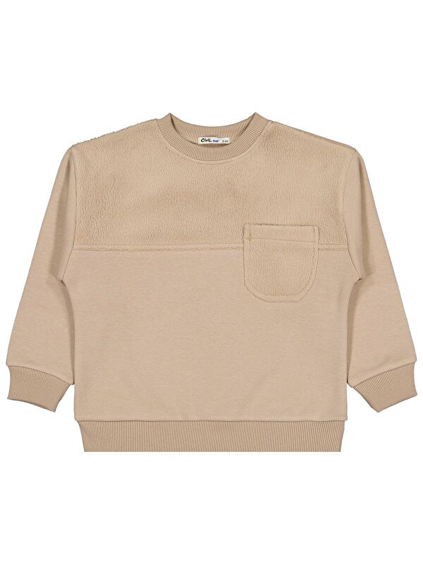 Civil Boys Pelüş Garnili 2-5 Yaş Sweatshirt - Kahverengi 4-5 Yaş