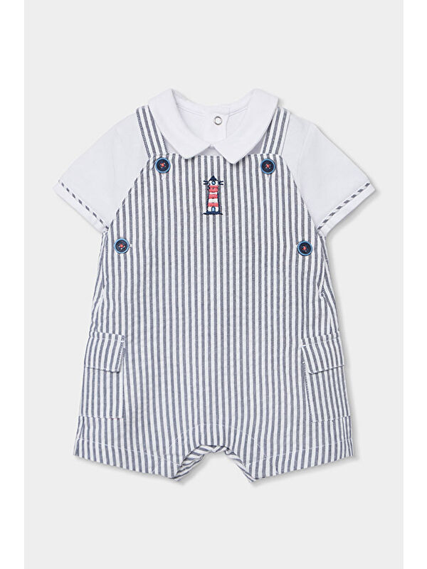Boboli Çizgili Salopet Set 6-24 Ay Lacivert