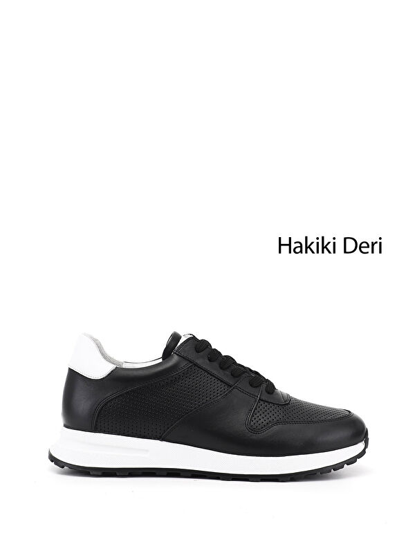 GÖNDERİ(R) Erkek SİYAH Bağcıklı Hakiki Deri Comfort Sneaker