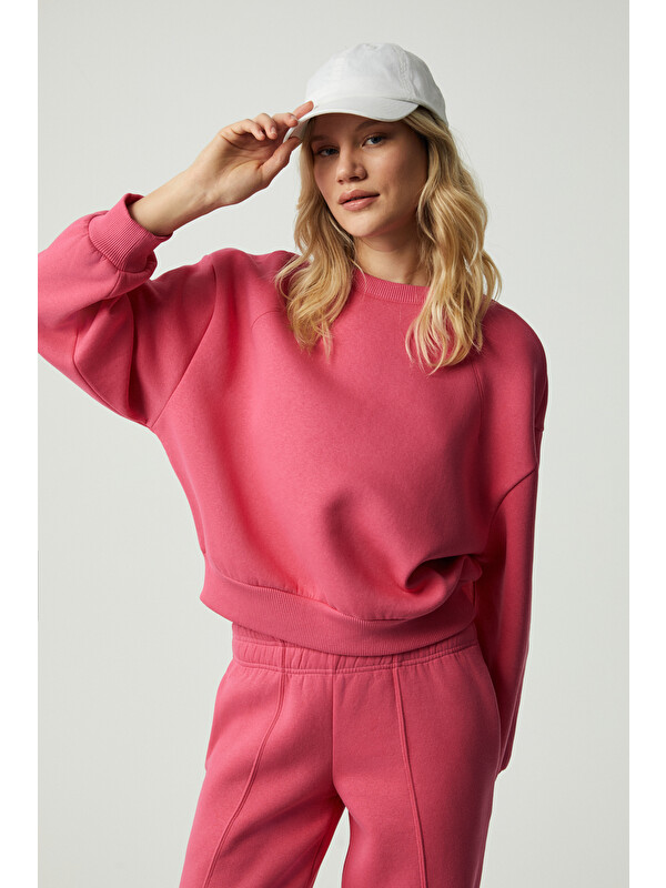 GRIMELANGE MORGANA Kadın Bisiklet Yaka Uzun Kollu PEMBE Sweatshirt