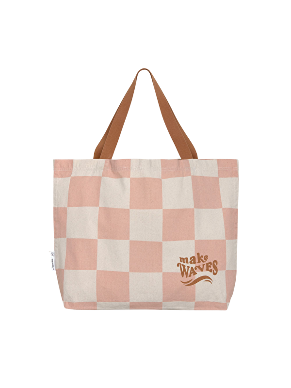 Lassig Plaj Çantası GOTS Check Pattern Peach Sea Salt