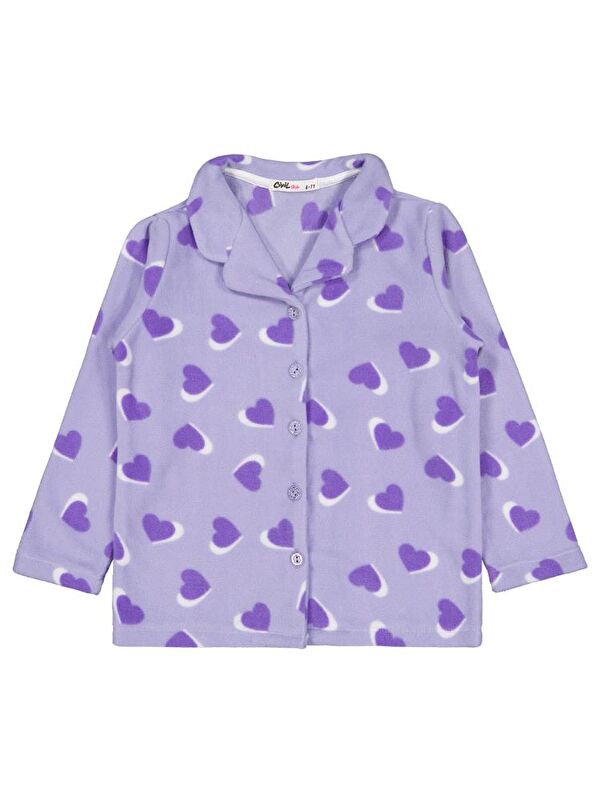 Civil Girls Kalp Desenli 10-13 Yaş Pijama Takımı - Lila 12-13 Yaş