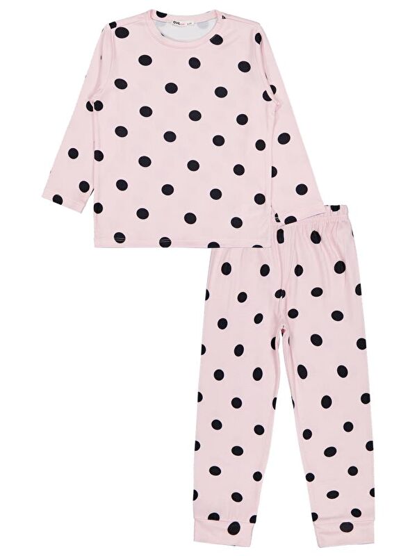Civil Girls Puanlı 10-13 Yaş Pijama Takımı - Pudra 12-13 Yaş