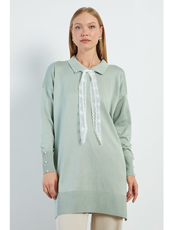 Fullamoda Fullamodest Dantel Fularlı Triko Tunik