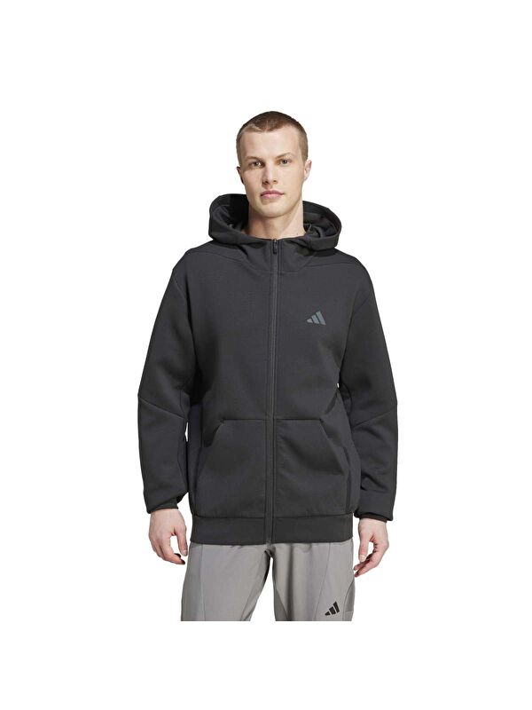 Adidas Designed For Training Erkek Siyah Kapüşonlu Mont Ceket