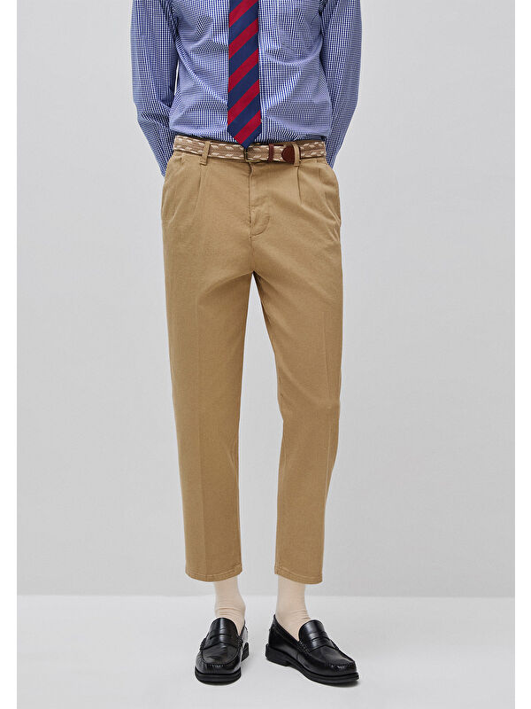 United Colors Of Benetton Erkek Bej Streç Pamuklu Arkası Cep Detaylı Gabardin Chino Pantolon