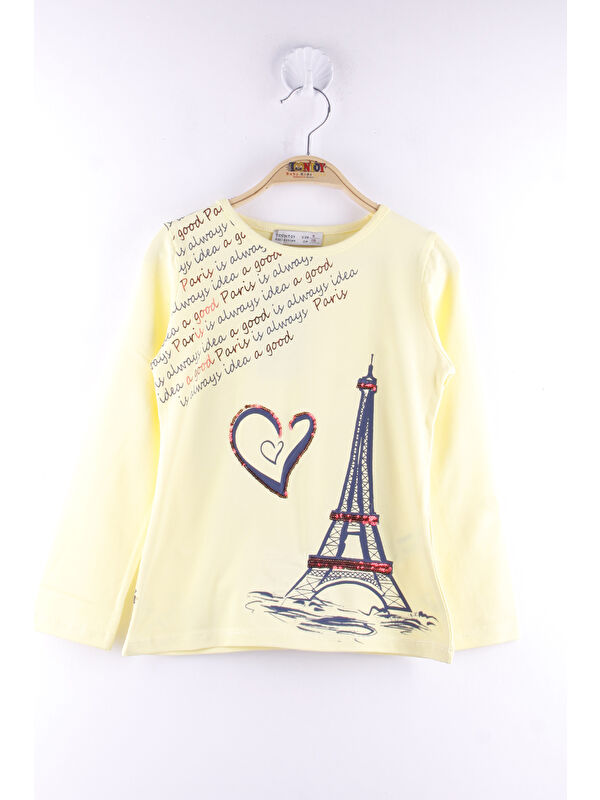 Toontoykids Kız Çocuk Paris Baskılı Pul Detaylı Tişört