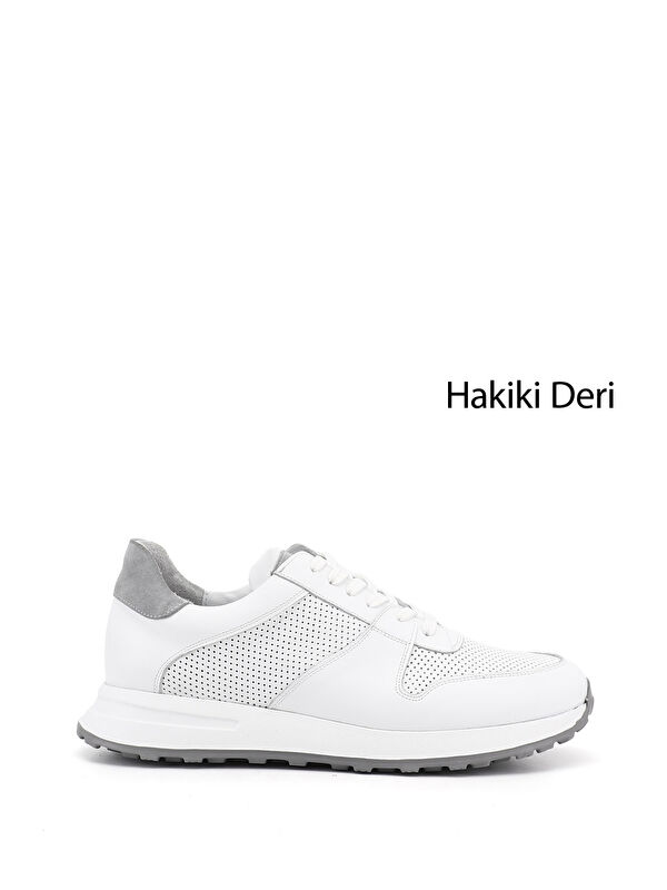 GÖNDERİ(R) Erkek CANLI BEYAZ Bağcıklı Hakiki Deri Comfort Sneaker