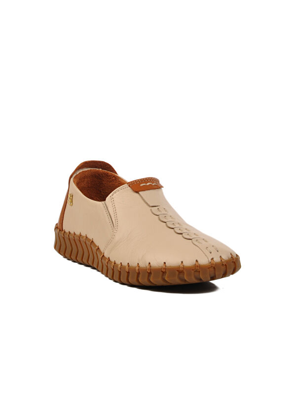 Bej Hakiki Deri Kadın Casual Ayakkabı 2010725Y Z - Görsel 4