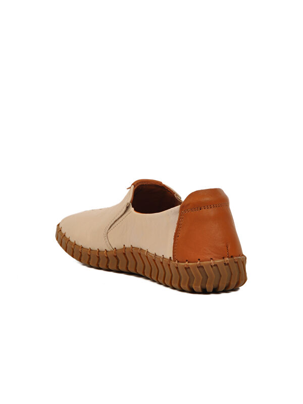 Bej Hakiki Deri Kadın Casual Ayakkabı 2010725Y Z - Görsel 5