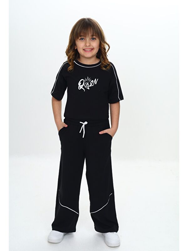 Toontoykids Kız Çocuk Queen Baskılı Crop Eşofman Takım
