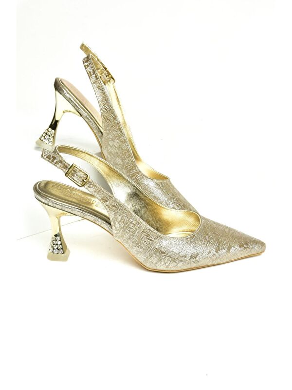 U8203362 Altın Kadın Topuklu Ayakkabı - Görsel 5