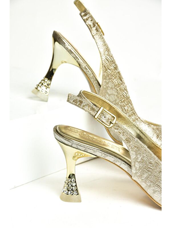 U8203362 Altın Kadın Topuklu Ayakkabı - Görsel 6
