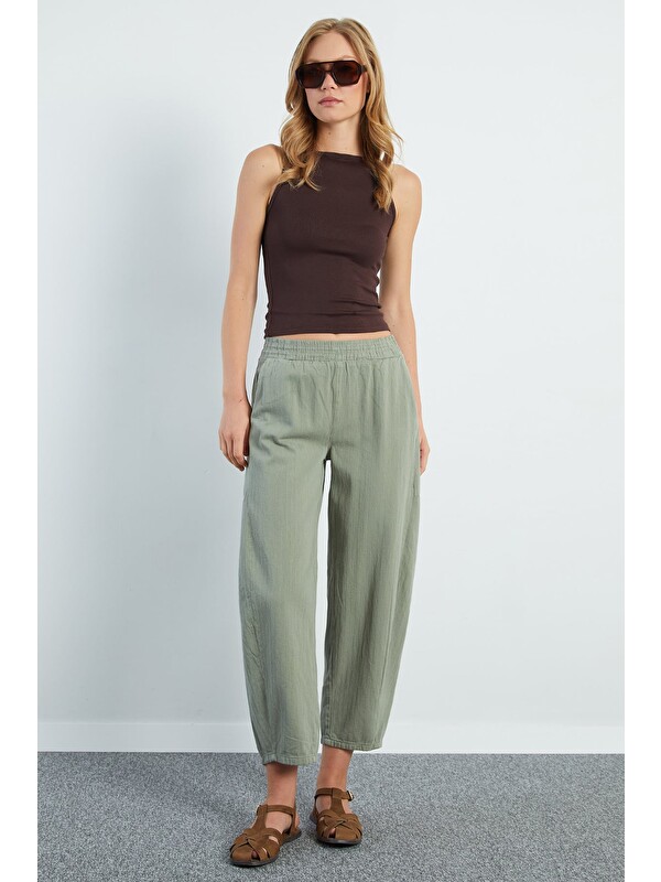 Fullamoda Beli Lastikli Cepli Gabardin Pantolon