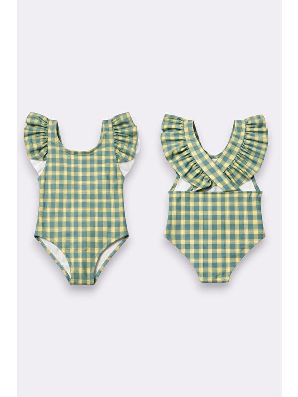 My Kids Wear Kız Çocuk Fırfır Detaylı Tasarım Çapraz Askılı Mayo 12731