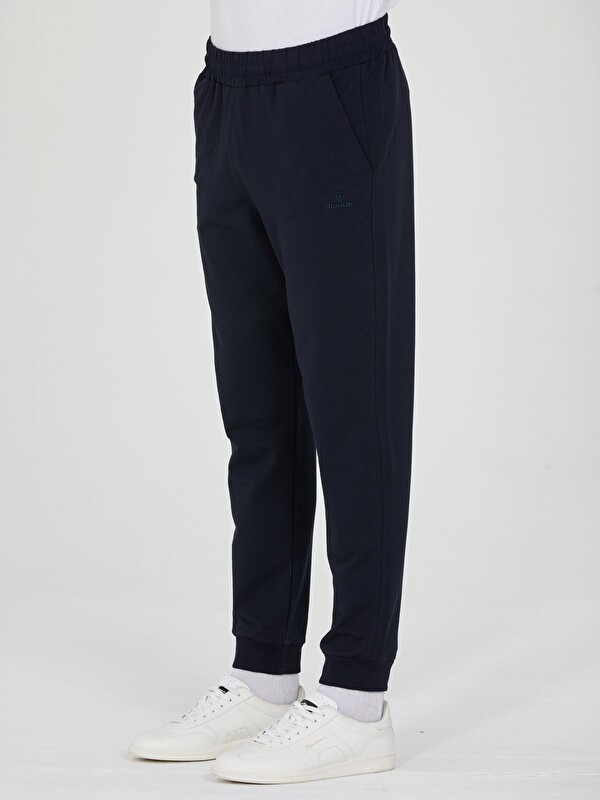 Shooter Sportswear Lacivert Erkek Slim Fit Eşofman Altı Lastikli Paça Günlük Spor Alt Yan Cepli
