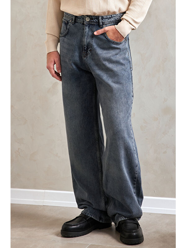 HYMAN Erkek Ekstra Baggy Jean Pantolon
