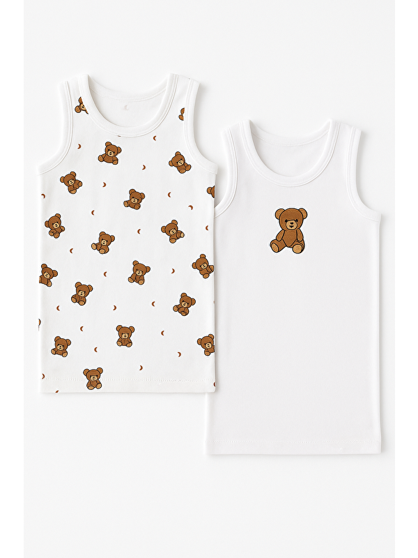 Katia And Bony Çocuk Teddy Desenli 2'Li Paket Atlet Beyaz/Lacivert