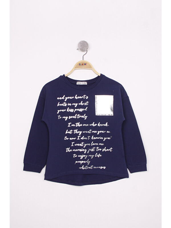 Toontoykids Kız Çocuk Varaklı Cep Baskılı T-Shirt