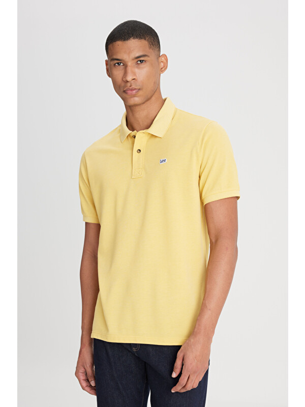 Lee Regular Fit Polo Yaka Sarı Tişört
