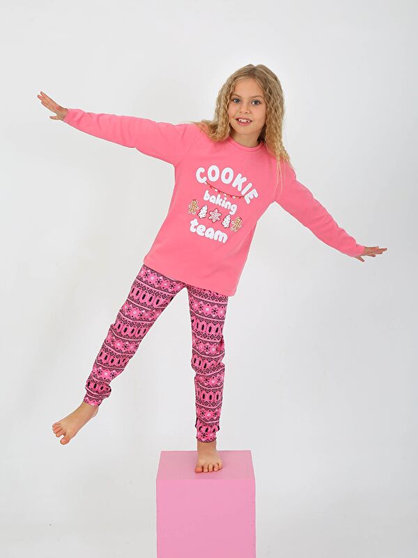 Vitmo Kız Çocuk Uzun Kollu %100 Pamuklu Pijama Takımı Cookie Team