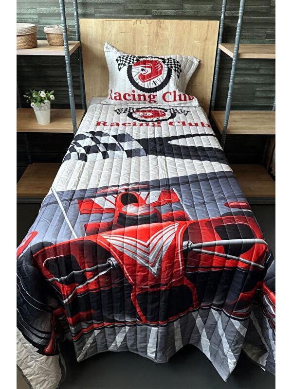 Çeyiz Diyarı Racing Club Tek Kişilik Kapitoneli Yatak Örtüsü 180x240 cm