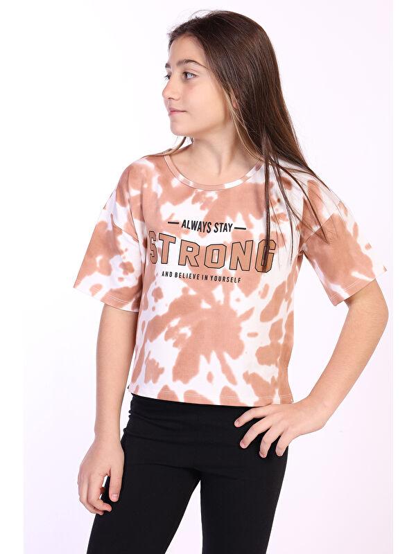 Toontoykids Kız Çocuk Strong Baskılı Batikli Tişört