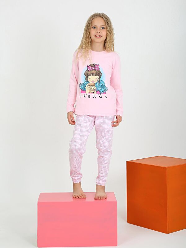 Vitmo Kız Çocuk Uzun Kollu %100 Pamuklu Pijama Takımı Let Your
