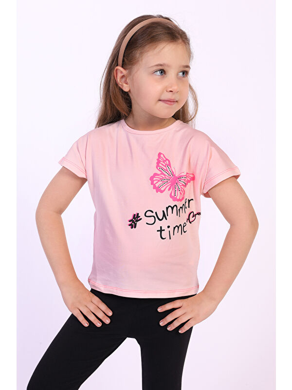 Toontoykids Kız Çocuk Summer Time Baskılı Tişört